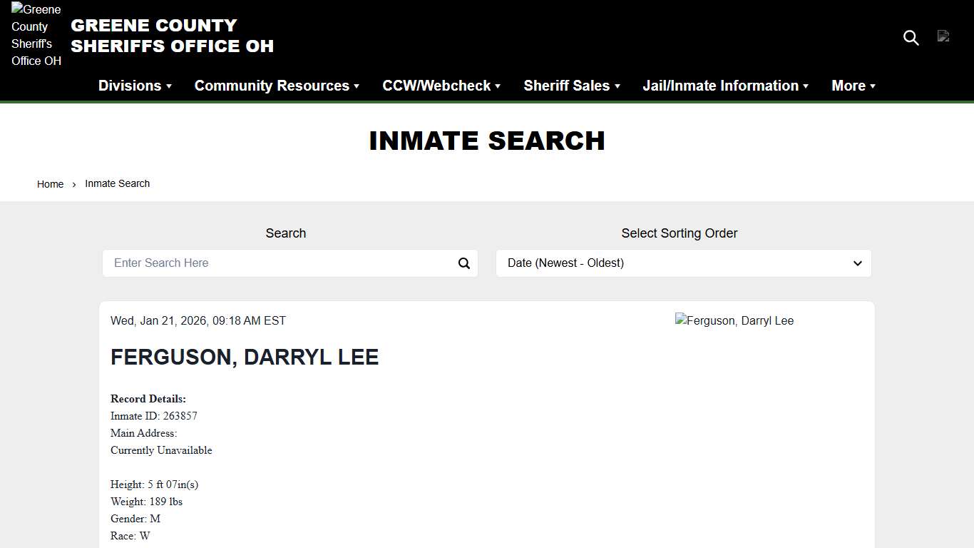Inmate Search | Greene County Sheriff's Office OH